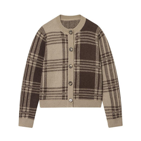 Damen gemütliche Karoknitted Cardigan R&B