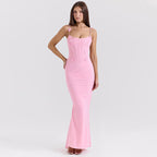 Damen Bodycon Maxikleid mit zarten Rüschendetails und verführerischem Rückenausschnitt R&B