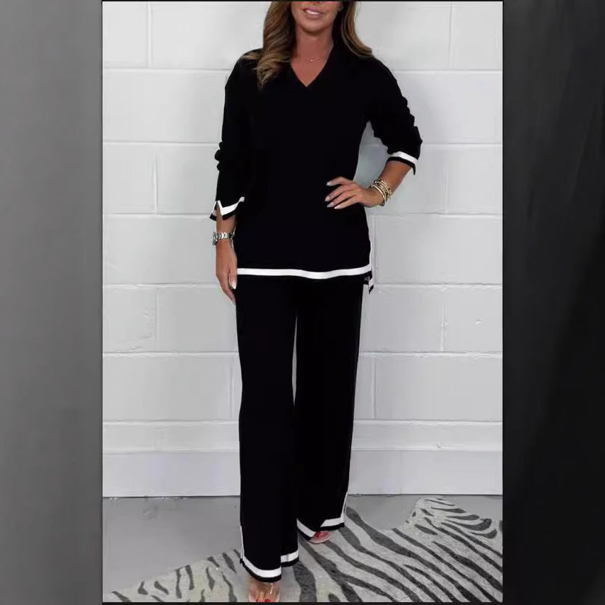 Damen Lässiges Strick-Set mit weitem Schnitt und eleganten Kontrasten R&B