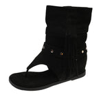Damen Sandalen mit fransigem Design und modischem Absatz R&B