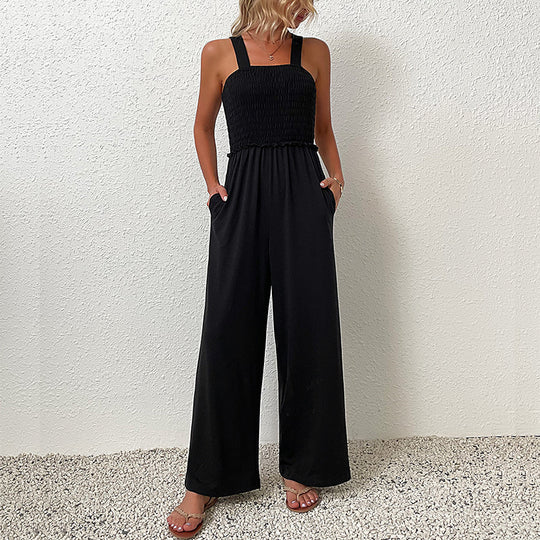 Damen Jumpsuit mit weitem Bein und elastischem Oberteil R&B