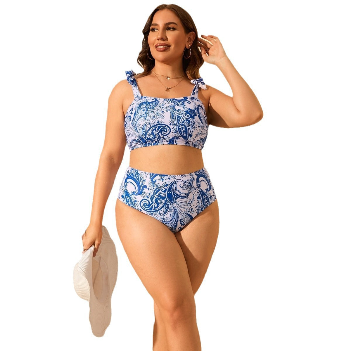Damen Hochtailliertes Bikini-Set mit floralem Muster R&B