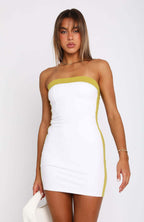 Damen figurbetontes Bandeau-Kleid mit kontrastierendem Akzent R&B