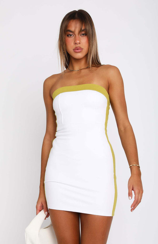 Damen figurbetontes Bandeau-Kleid mit kontrastierendem Akzent R&B