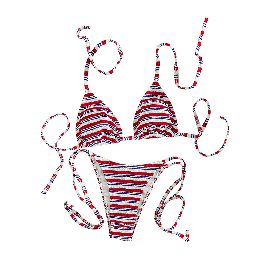 Damen Triangel-Bikini mit verspieltem Streifenmuster R&B