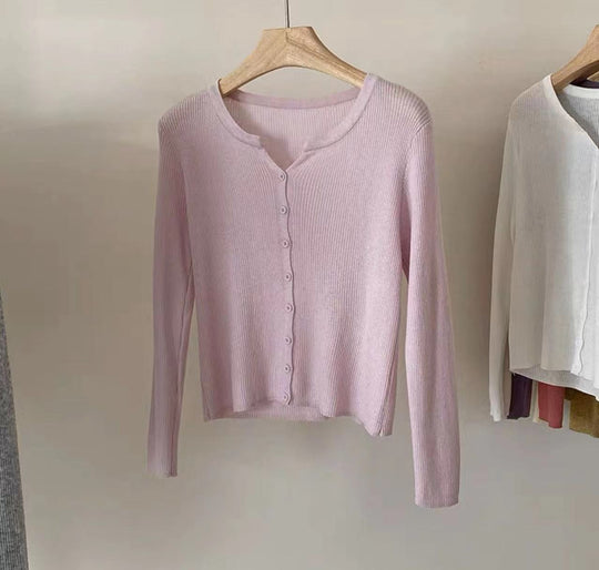 Damen figurbetonte Strickjacke mit elegantem Knopfverschluss und feiner Rippstruktur R&B