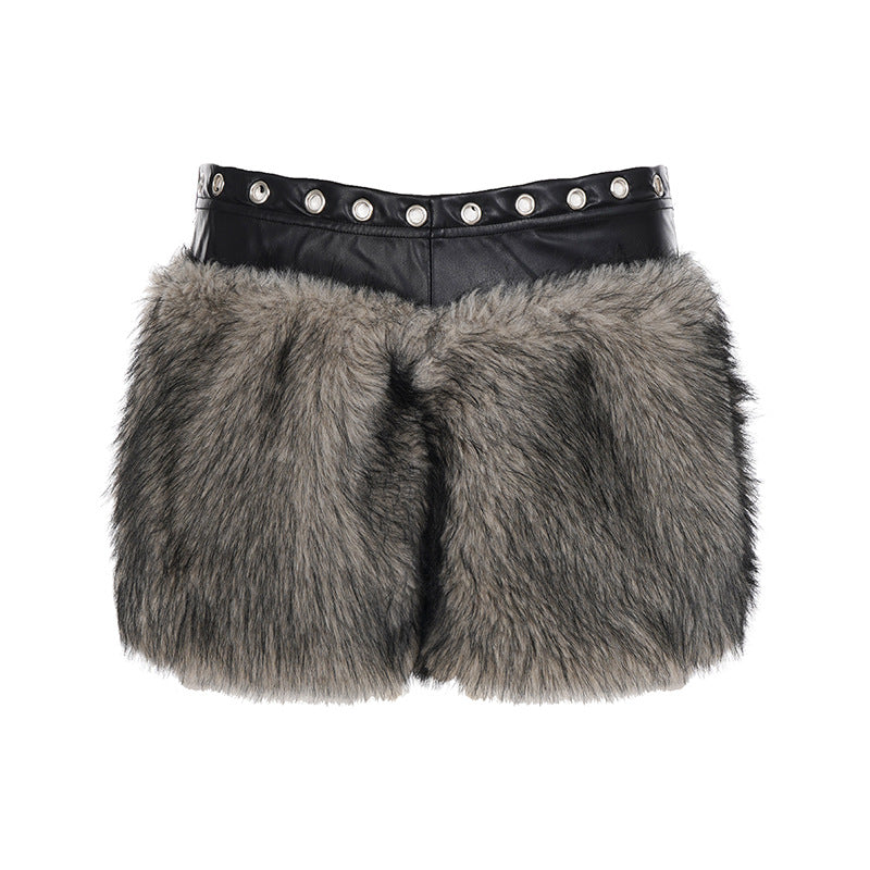 Damen Kunstfell-Shorts R&B