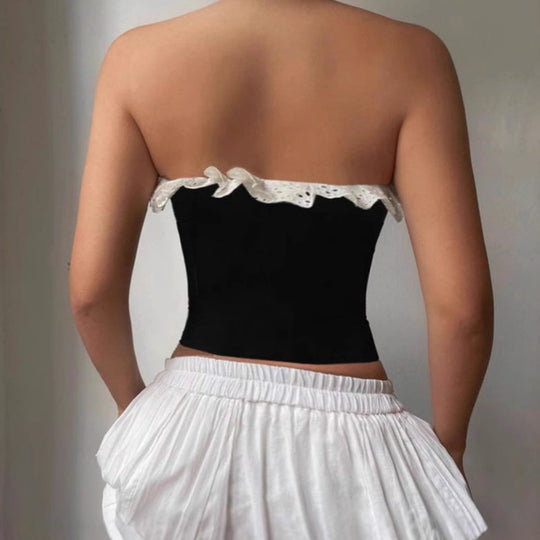 Damen Bustier-Oberteil mit Rüschendetail und Schnürung R&B