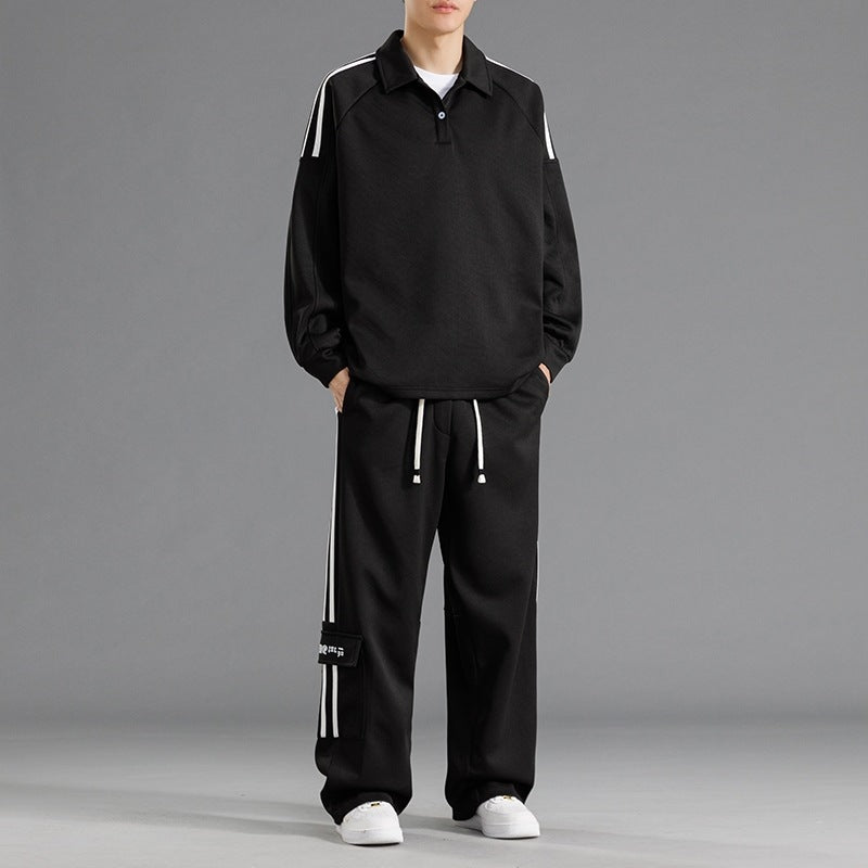 Herren Sportliches Freizeit-Set mit hohem Kragen und praktischen Taschen R&B