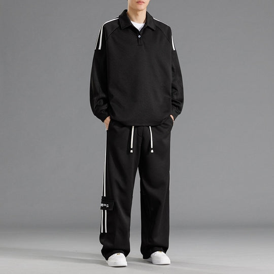 Herren Sportliches Freizeit-Set mit hohem Kragen und praktischen Taschen R&B