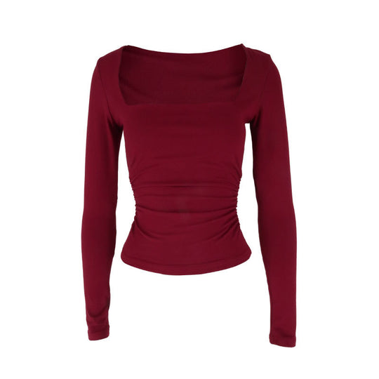 Damen Langarmshirt mit raffiniertem Raffungseffekt und eckigem Ausschnitt R&B