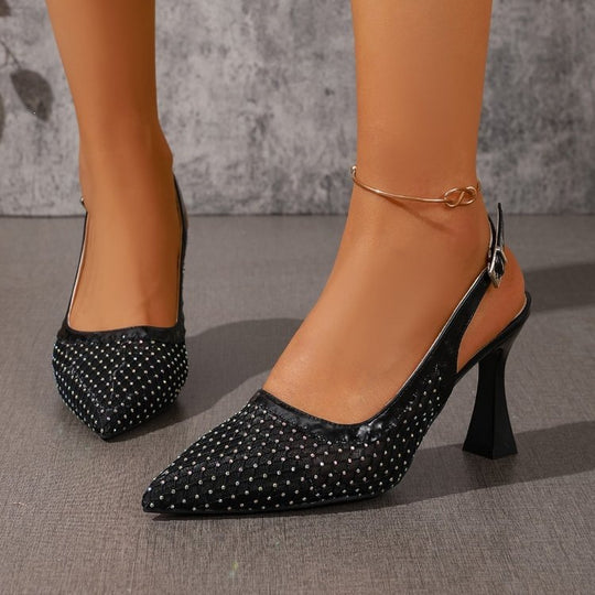 Damen Slingback-Pumps mit Netzdesign und funkelnden Akzenten R&B