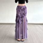 Damen Maxi-Rock mit floralem Design und asymmetrischem Schnitt R&B