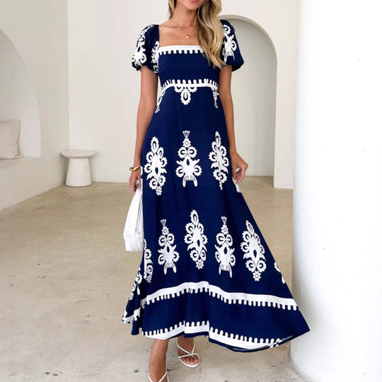Damen Maxikleid mit eleganten Rüschendetails und floralem Muster R&B