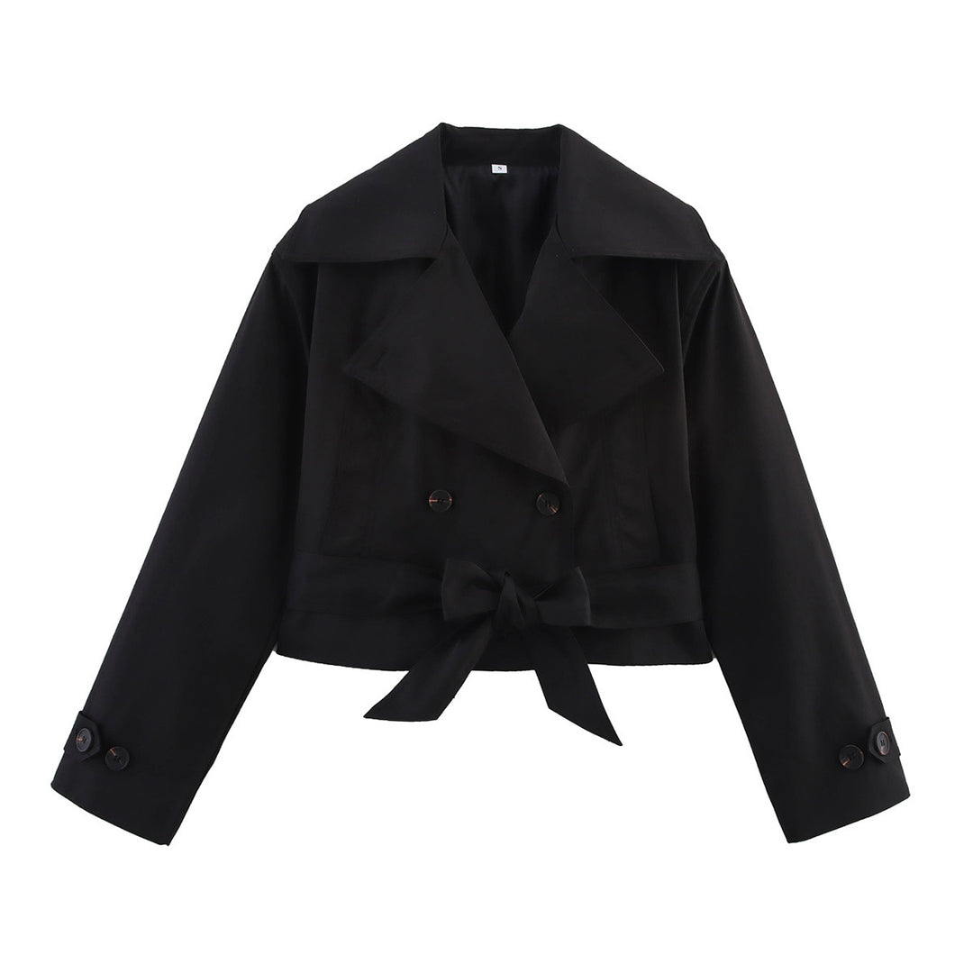 Damen kurze Trenchjacke mit eleganter Taillierung und praktischen Taschen R&B
