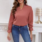 Damen Bluse mit V-Ausschnitt und Rüschendetails R&B