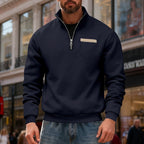 Herren nan Sweatshirt mit halbem Reißverschluss Stehkragen und Brusttasche R&B