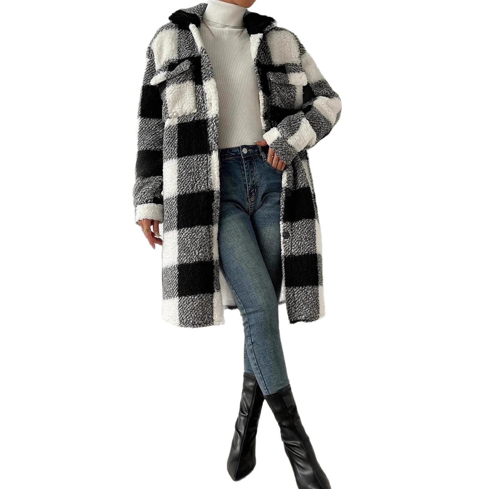 Damen Kuschelige Karojacke R&B
