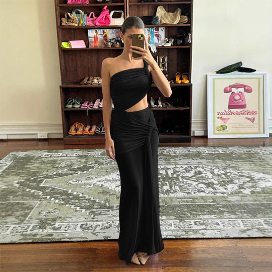 Damen Elegantes Wickelkleid mit asymmetrischem Schnitt und Raffung R&B