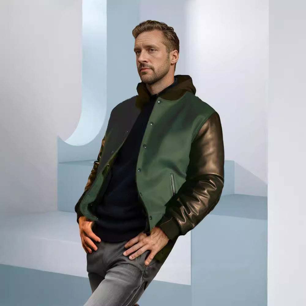 Damen trendige Baseballjacke mit ärmeln und praktischen Eingrifftaschen R&B
