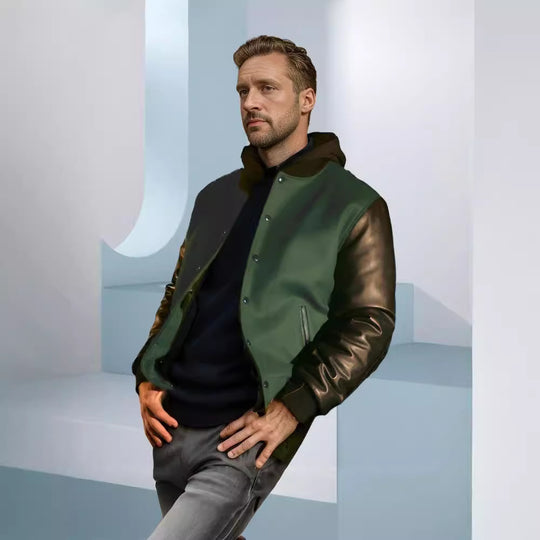 Damen trendige Baseballjacke mit ärmeln und praktischen Eingrifftaschen R&B
