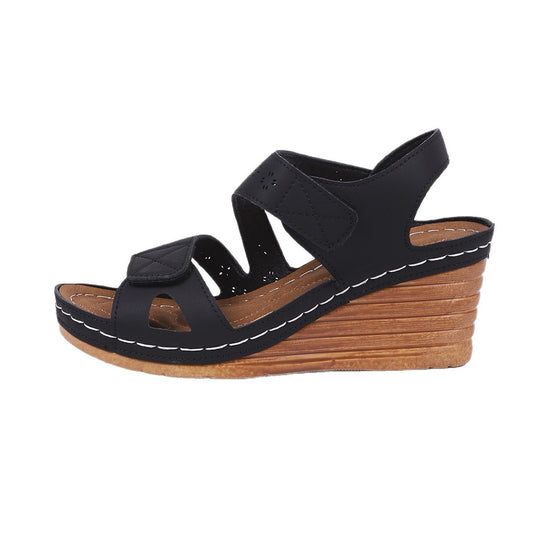 Damen Wedge-Sandalen mit atmungsaktiven Riemen und komfortablem Fußbett R&B