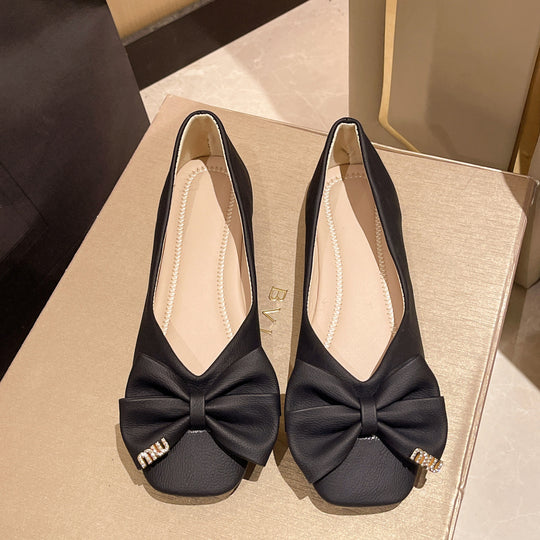 Damen elegante Ballerinas mit Schleifen-Detail und funkelndem Schmuck R&B