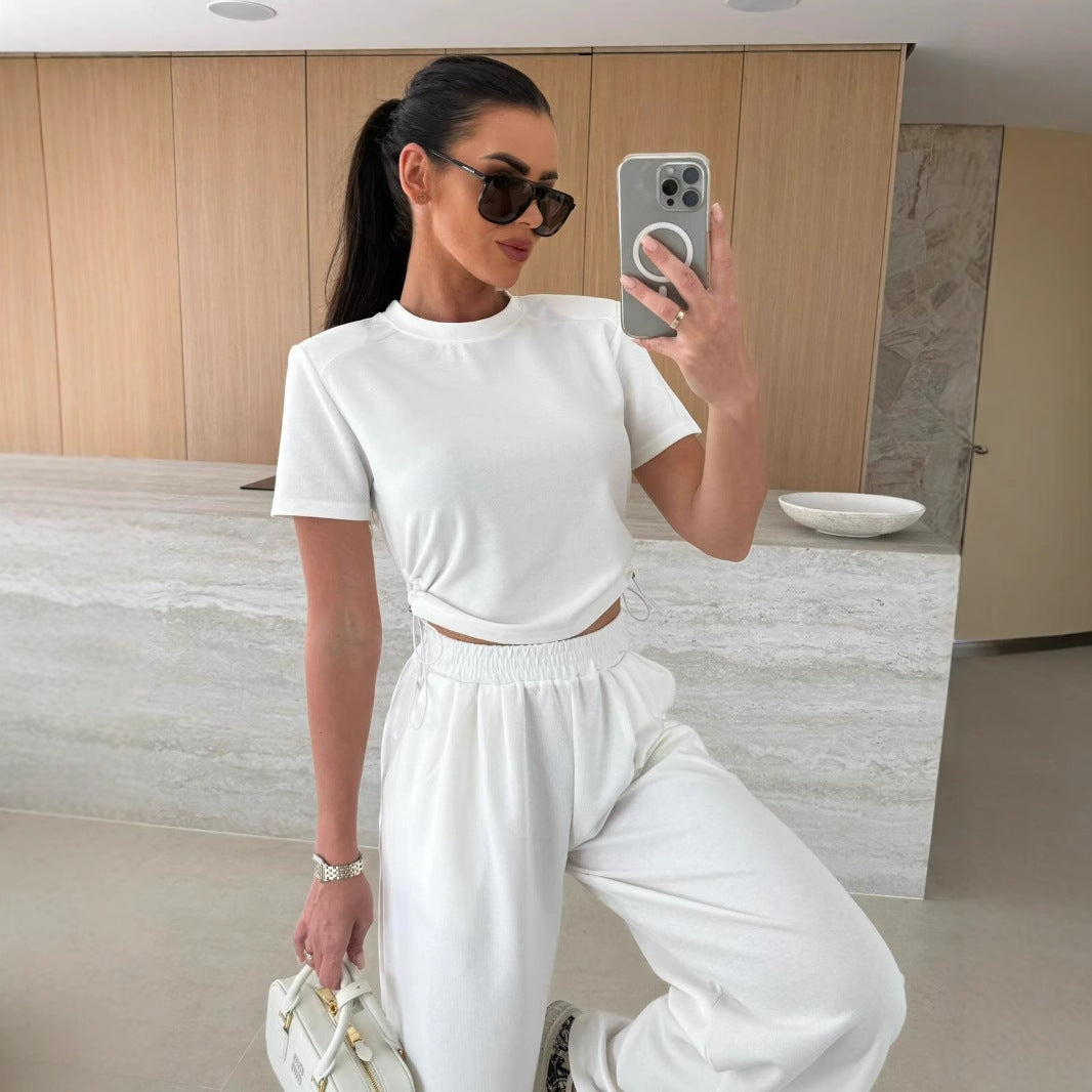 Damen lässiges Set aus Crop-Top und Jogginghose R&B