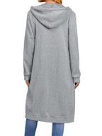 Damen Long Hoodie-Jacke aus bequemen Sweatmaterial mit Taschen R&B