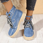 Damen Modische Schnürstiefeletten mit floralem Stickmuster und rutschfester Sohle R&B
