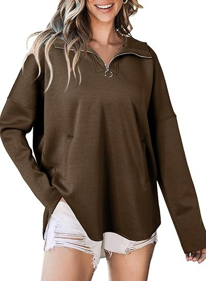 Damen lässiger Sweatshirt mit Reißverschluss R&B