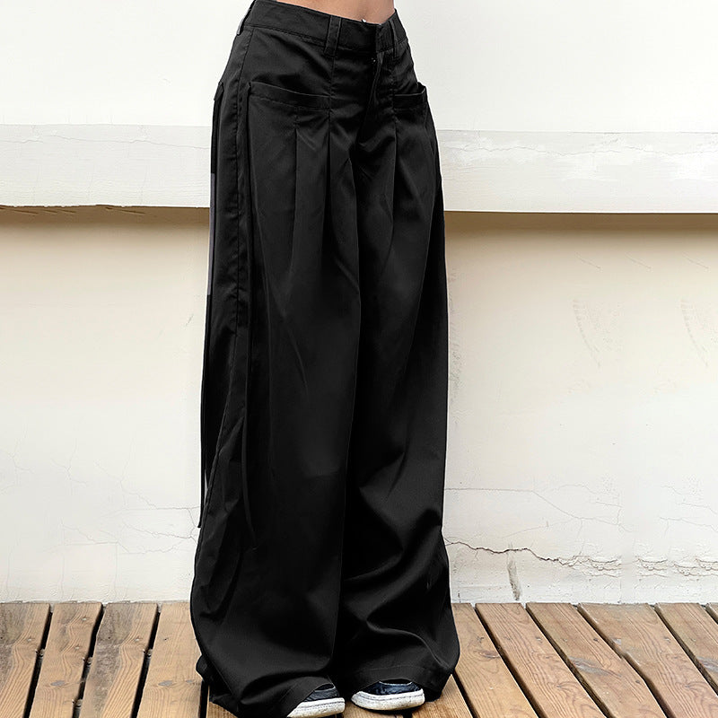 Damen weite Palazzo-Hose mit eleganten Falten und hohem Taillenbund R&B