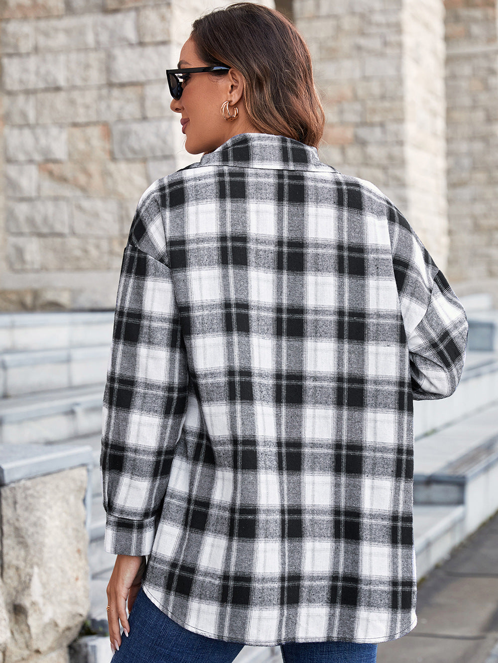 Damen Oversized Karobluse mit modernen Details R&B