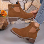 Damen elegante Ankle-Boots mit modischem Riemen und rutschfester Sohle R&B