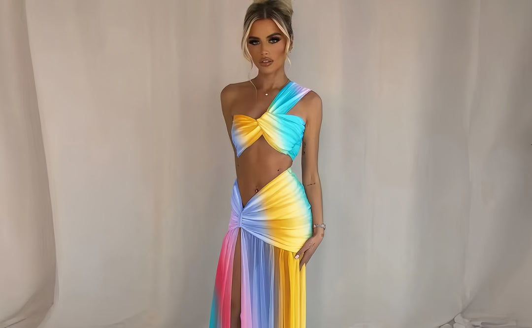 Damen Exquisites Wickelkleid mit asymmetrischem Schnitt und tiefem Schlitz R&B