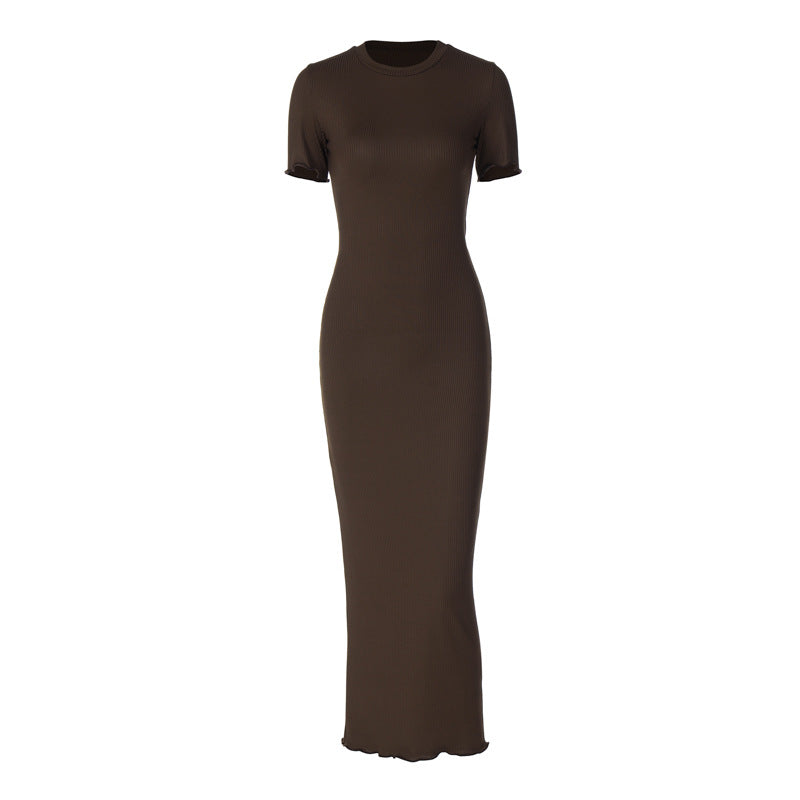 Damen Elegantes figurbetontes Maxikleid mit kurzem Ärmelschnitt R&B