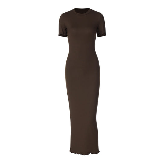 Damen Elegantes figurbetontes Maxikleid mit kurzem Ärmelschnitt R&B