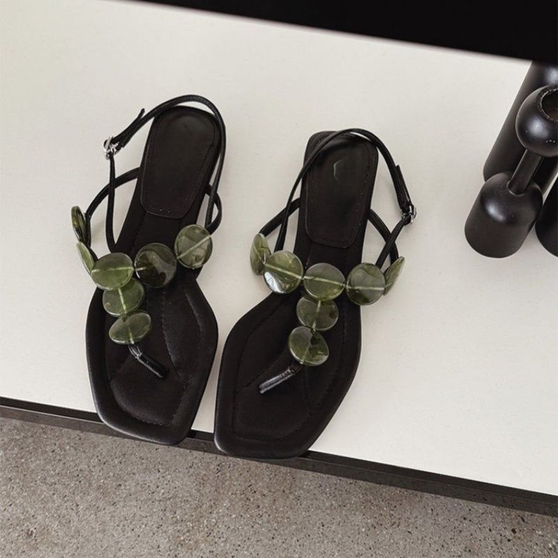 Damen elegante Zehentrenner-Sandalen mit zierlichem Blätter-Design R&B