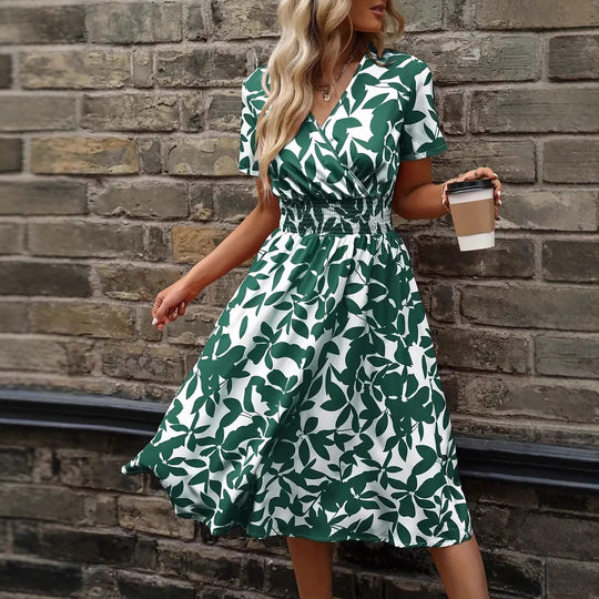 Damen Midikleid mit raffiniertem Wickeldesign und elastischem Taillenbund R&B