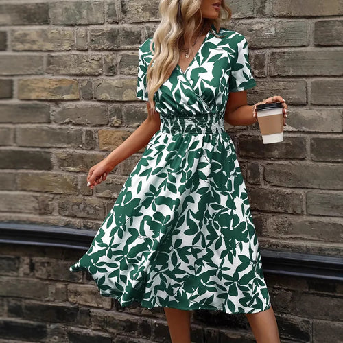 Damen Midikleid mit raffiniertem Wickeldesign und elastischem Taillenbund R&B