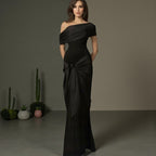 Damen Langarm Maxikleid mit asymmetrischem Schnitt und dekorativen Drapierungen R&B