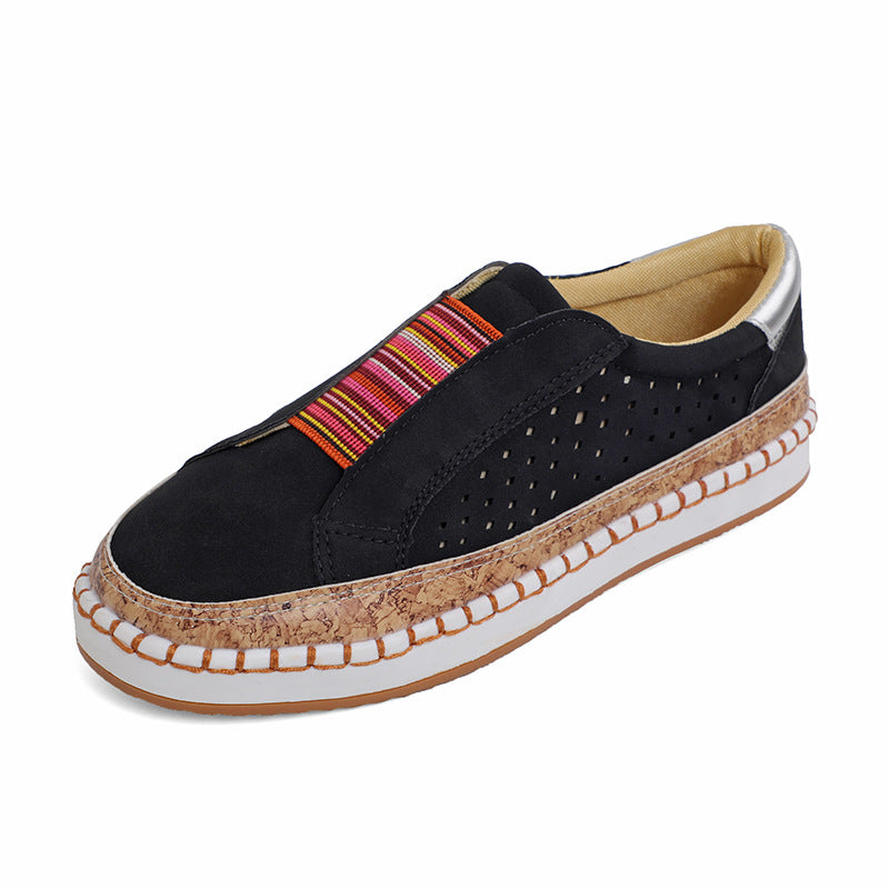Damen nan leichte Slipper-Sneaker mit Korkrand und perforiertem Obermaterial R&B