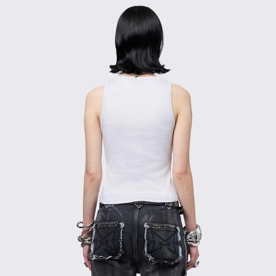 Damen Crop-Top mit urbanem Dystopie-Print R&B