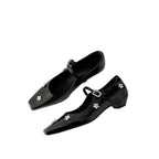 Damen Ballerina Schuhe mit dekorativen Blumenapplikationen und Riemen