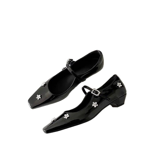 Damen Ballerina Schuhe mit dekorativen Blumenapplikationen und Riemen R&B