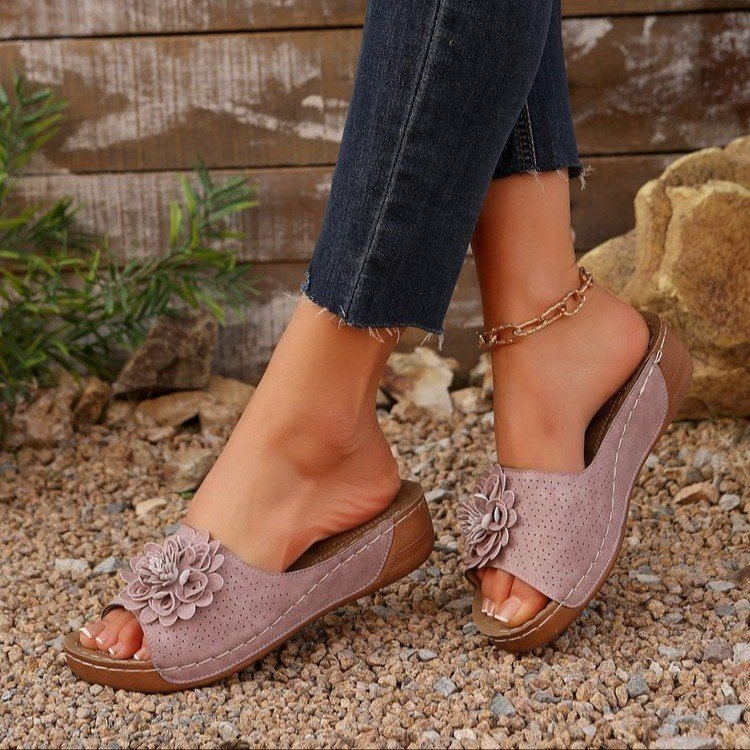 Damen Sandalen im eleganten Stil mit Blumendesign R&B