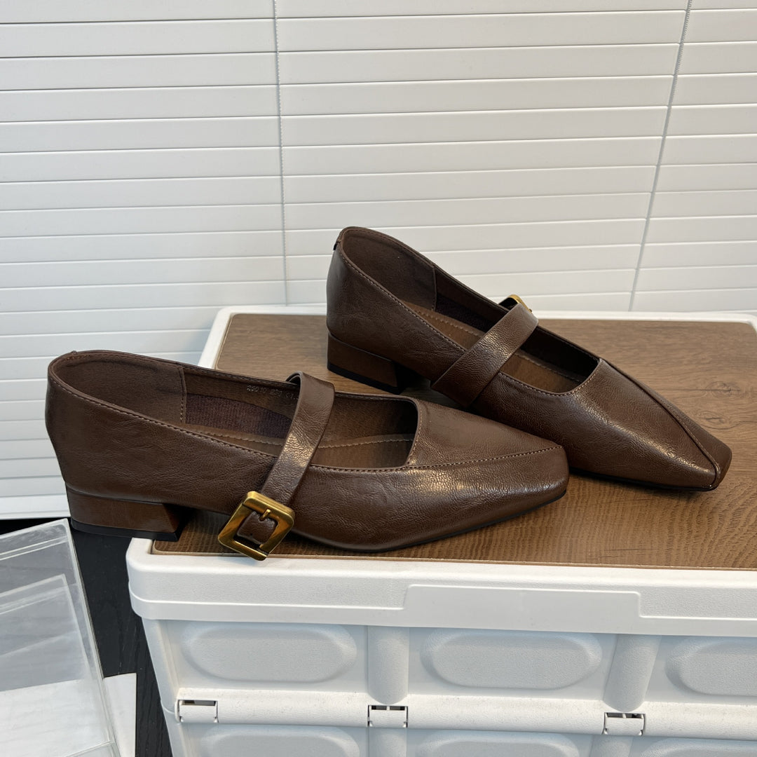 Damen elegante Ballerinas mit modischem Riemen und geschmackvoller Schnalle R&B