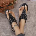 Damen Zehentrenner-Sandalen mit eleganten Blumenapplikationen und komfortablem Fußbett R&B