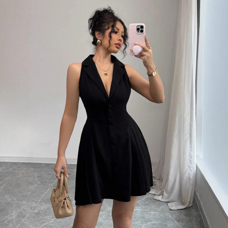 Damen Hemdblusenkleid mit schickem V-Ausschnitt und tailliertem Schnitt R&B