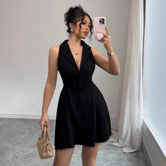Damen Hemdblusenkleid mit schickem V-Ausschnitt und tailliertem Schnitt R&B
